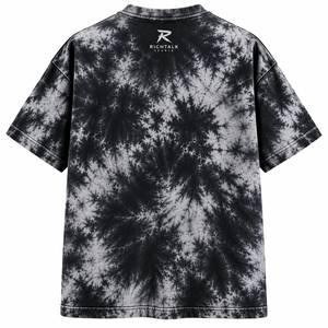 T-shirt à manches courtes pour homme, surdimensionné, tie-dye, col rond, jersey décontracté, 100% coton, respirant, motif noir et blanc - Product Image 2