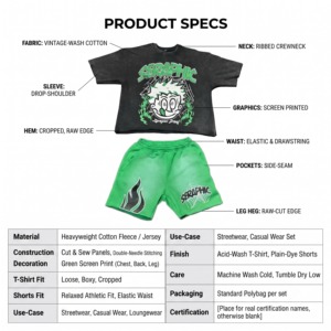 Ensemble T-shirt et short unisexe personnalisé pour homme, 100 % coton, décontracté, respirant, imprimé, deux pièces, vêtements de sport d'été, vente en gros OEM - Product Image 4
