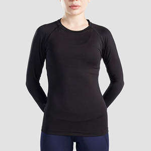 Customized <b>Women's</b> Long Sleeve Seamless Ribbed Gym <b>Top</b> Quick Dry <b>Compression</b> Yoga Shirt Heat-Transfer Print Breathable Front - Product Image 1
