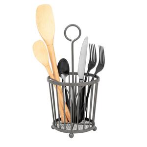 Porte-ustensiles simple en argent fini pour la restauration, les cafétérias, les tables de repas en plein air et l'utilisation quotidienne sur le comptoir de cuisine - Product Image 5