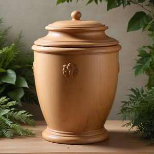 Urne funéraire décorative en bois avec détails sculptés et finition naturelle pour un hommage commémoratif significatif - Product Image 1