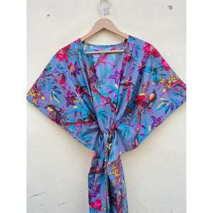 Kaftan en pur coton pour femme, 100 % coton, robes kimono longues, taille XL, vêtements de festival, style oriental, paréos de plage - Product Image 4