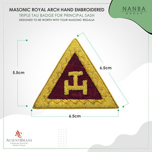 Insignia de la Hermandad Real del Arco (Triple Tau Bordado) 6.5cm X 6.5cm, Tela, Estilo Clásico - Product Image 4