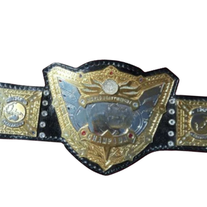 Ceinture de champion du monde de la lutte personnalisable, plaquée or de qualité supérieure, avec sangle en cuir noir - Product Image 5