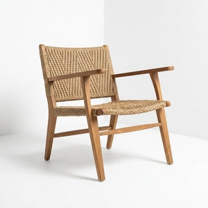 Commercial Grade Teak Rope <b>Armchair</b> Woven Seat Back Dining Lounge Chair Wholesale OEM ODM Furniture Indonesia Export Supplier - Product Image 2