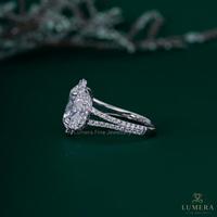 Anillo de Compromiso con Halo de Tres Piedras de Moissanita con Corte Ovalado Personalizado OEM, Anillo de Boda de Oro Blanco de 14K/18K con Diamante de Laboratorio para Mujer