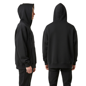 เสื้อฮู้ดดี้ผ้าฝ้าย 520gsm สีพื้น รุ่นใหม่ปี 2026 ผ้าเฟรนช์เทอร์รี่ทอแบบหลวม ระบายอากาศได้ดี เป็นมิตรกับสิ่งแวดล้อม สีดำล้วน สำหรับผู้ชาย - Product Image 4