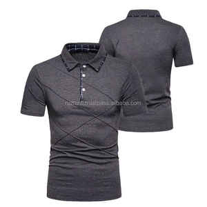 Camiseta Polo con contraste elegante para hombre, Camiseta de algodón de manga corta, ropa de calle informal inteligente, atuendo de verano de aspecto moderno - Product Image 1