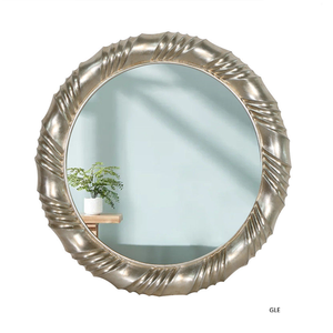 Gold Metal Round Wall Mirror With Wavy Sunburst Frame Living Room Decor For Hotel And Home - Product Image 1