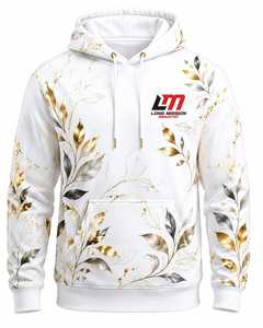 Sudadera con Capucha para Hombre Long Mission Industry, Blanca, de Forro Polar, Transpirable, Corte Regular, Diseño Casual con Bolsillos, Ropa de Invierno, 100% Algodón - Product Image 4