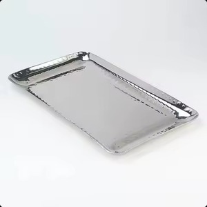Plateau ovale martelé finition or rose avec poignées en laiton, plateau de service en acier inoxydable pour événements et repas – Meilleure vente - Product Image 4