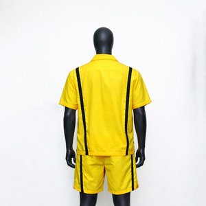 Conjunto de Camiseta y Pantalones Cortos Casuales para Hombre AL SWANS, Cuello en V, Bloques de Color, Transpirable, Verano, Tejido de Poliéster/Algodón, Logotipo Personalizado Digital - Product Image 5