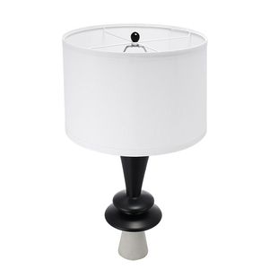 Lampada da Tavolo in Alluminio Nero D15x26.7 con Paralume Bianco, Montaggio Richiesto, Due Dischi Decorativi Diversi - Product Image 4