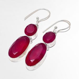 925 boucles d'oreilles en argent Sterling pour femmes poire rubis lunette pierres précieuses bijoux de mode pour la conception de cadeau de mariage - Product Image 6