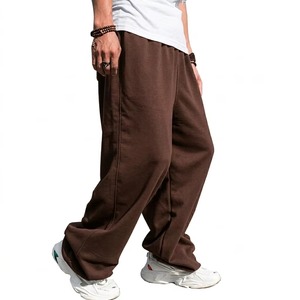 Pantalones de chándal de pana para hombre, de invierno, transpirables, con forro polar ecológico, de pierna ancha, ajuste holgado, con cordón, frente plano, tallas grandes - Product Image 3