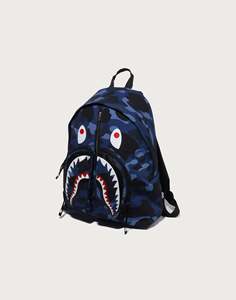 กระเป๋าเป้ BAPE ลายพรางสีน้ำเงิน ลายหน้าฉลาม กันน้ำ ทำจากผ้า Oxford  แบบ Unisex  ซิปไนลอน  ความจุไม่เกิน 20 ลิตร  บุโพลีเอสเตอร์  แฟชั่นสำหรับใช้ในโรงเรียน - Product Image 3