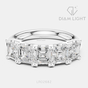 Bague de fiançailles en or blanc 14 carats avec diamant de laboratoire de 3,60 carats, coupe Asscher, bague de mariée, certifiée IGI, bijoux fins pour femmes - Product Image 1