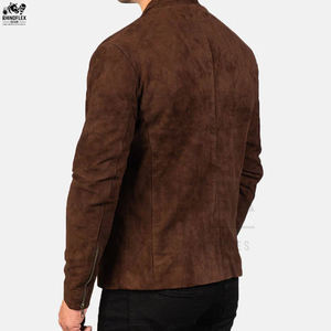 Brown <b>Suede</b> Waterproof High Street <b>Men's</b> Zip-Up Stand Collar Winter Casual Outerwear PU Leather <b>Jacket</b> with Custom Logo OEM - Product Image 3