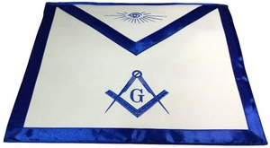 Master Mason Freemason <b>White</b> <b>Apron</b> Royal Blue Satin Border Embroidery Custom OEM Masonic Regalia Brotherhood Lodge Wear - Product Image 3