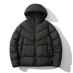 <b>Men's</b> Hooded Color Blocking Down Puffer <b>Jacket</b> Winter Casual Zipper Front Thick Warm Coat Gray <b>White</b> Regular Fit - Product Image 4