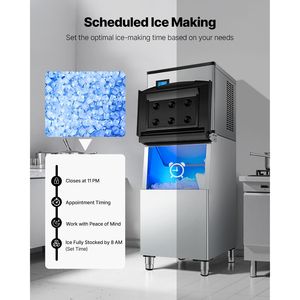 Macchina per il Ghiaccio Industriale da 300 Libbre/24h per Cucine Commerciali, in Acciaio Inossidabile da 20 Pollici, con Pulizia Automatica e Produzione Programmata - Product Image 6