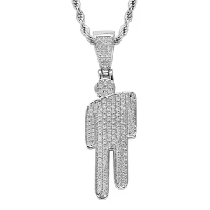 Iced Out <b>Man</b> Cartoon Pendant 10K Gold Plated Micro Pave Diamond Hip Hop Charm <b>Necklace</b> <b>Men's</b> Everyday Wear - Product Image 2