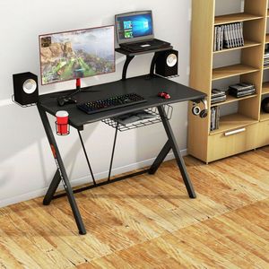 Scrivania da Gaming con Gancio LED per Cuffie e Portabicchieri - Tavolo PC in Acciaio per Casa e Ufficio - Product Image 1