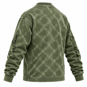 Sudadera de Alta Calidad con Lavado Ácido, Estilo Vintage, Cuello Redondo, Mangas Estampadas, Personalizable, Unisex, Gruesa - Product Image 4