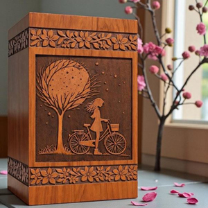 Urna de Madera Personalizada, Grabada con Árbol y Bicicleta, Recuerdo Conmemorativo de Cremación por AYAANS - Product Image 2
