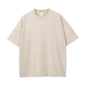 เสื้อยืดผู้ชายผ้าฝ้าย 100% ทรงโอเวอร์ไซส์ สไตล์สตรีทแวร์ ฮิปฮอป ล้างสีแบบแอซิดวอช พร้อมโลโก้สั่งทำพิเศษ  เสื้อยืดผู้ชายสีพื้นลำลอง - Product Image 5