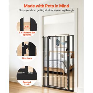 Cancelletto per Animali Domestici Extra Alto in Plastica, 142 cm di Altezza, Larghezza Regolabile 74-104 cm, Kit di Montaggio a Pressione e a Parete per Gatti e Cani - Product Image 4
