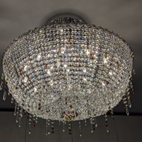 Lustre en cristal français décoratif de luxe, lampe de plafond moderne simple pour salon et chambre à coucher