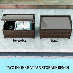 Sgabello da esterno grigio con piattaforma e panche da patio - Product Image 3