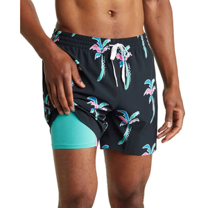Shorts de bain pour hommes, imprimé palmiers, séchage rapide, taille élastique, pour la plage, fournisseur OEM ODM - Product Image 2