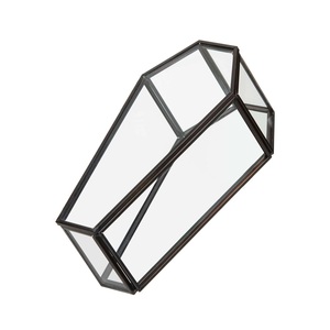 Transparent Copper Jewelry <b>Box</b>, Geometric <b>Hexagon</b> Ring Organizer Holder, Clear Glass Tabletop Storage Case for <b>Gifts</b> - Product Image 5