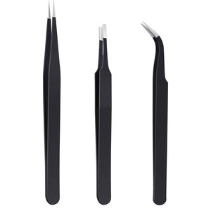 Kaverme – Lot de 3 pinces à épiler manuelles de précision certifiées CE, antistatiques, en acier inoxydable, par Zoul – Pour l'épilation des sourcils et des cils. - Product Image 2
