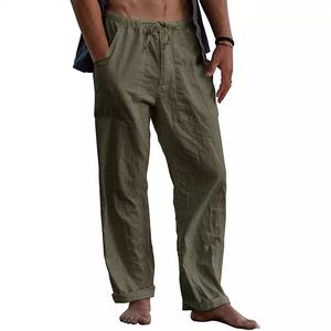 Loose Fit Casual 100% Cotton Mid Rise Straight <b>Drawstring</b> Waist Patch Pocket Medium Wash Men's Pants & <b>Trousers</b> - Product Image 6