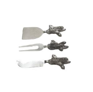 Xyj ensemble de trois couteaux à fromage en acier inoxydable, poignée en résine, magnifique Design à froufrous, haute qualité - Product Image 5