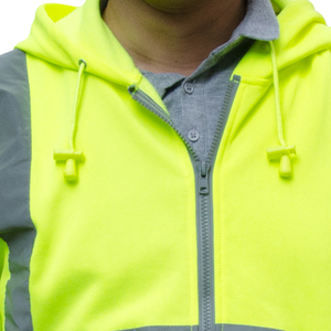 Sweat-shirt de travail haute visibilité à rayures réfléchissantes pour homme, fermeture éclair intégrale, jaune fluo, veste de chantier - Product Image 2