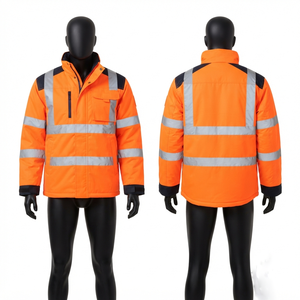 Veste de travail robuste en toile polyester lavée 300 GSM noire réfléchissante avec panneau dorsal en X, boutons personnalisés sur le devant, service OEM - Product Image 4
