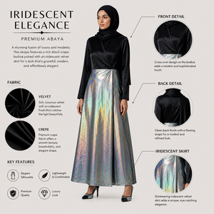 Vestido Abaya de Lujo con Paneles Metálicos para Mujer, Ropa Islámica Modesta |   Estilo Dubái de Manga Larga |   Ropa de Moda para Exportación OEM de la India - Product Image 3