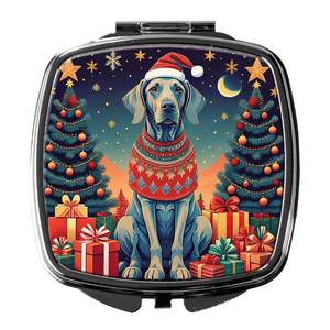 Miroir de maquillage de voyage compact pour femmes et filles sur le thème de Noël Weimaraner Design Pliant Cadeaux de Noël portables - Product Image 1