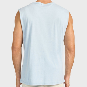 Débardeur sans manches pour homme, col rond, couleur unie, tricoté, décontracté, bleu clair - Product Image 6