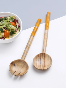 Handmade Best Polished Natural Acacia Wood Salad Server Set Eco-Friendly Microwave Oven <b>Safe</b> Dishwasher <b>Safe</b> <b>Antique</b> Wooden - Product Image 6