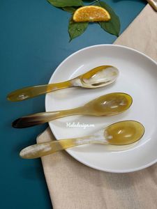 Couverts Style Animal Unique Miroir Poli Cuillère En Corne De Buffle De Bœuf Naturel Élégant Restaurant Décoration De Table - Product Image 6