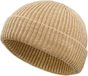 Unisex <b>Beanie</b> Knitted Solid Color Winter Hat 100% Cotton Casual Adult 56-58CM Computer Breathable & <b>Waterproof</b> Cycling - Product Image 1