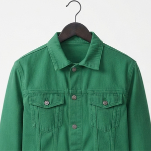 Chaqueta de Mezclilla Verde para Hombre, Cuello Alto, Logotipo Bordado, Estilo Casual, Cierre de Botón, Manga Larga, Ropa de Invierno, Transpirable, Estilo Urbano - Product Image 4