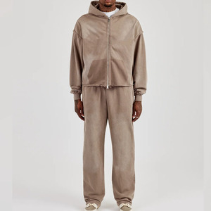 Conjunto de Sudadera con Capucha y Pantalones Deportivos para Hombre Reverie, Gris, Algodón, Felpa Francesa, Estilo Urbano, Dos Piezas, Ropa Deportiva para Otoño - Product Image 4