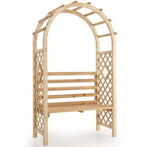 Banc de jardin moderne en bois avec base en métal et pergola arquée pour parc, villa, hôtel, utilisation en extérieur - Product Image 3