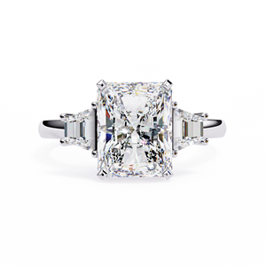 Bague de fiançailles torsadée en or jaune 14 carats avec trois pierres, diamant de laboratoire radiant de 3 carats certifié IGI, cadeaux d'anniversaire et de mariage - Product Image 3